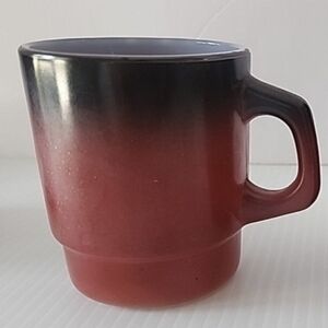 VINTAGE FIRE KING ANCHOR HOCKING COFFEE MUG Tea Cup ORANGE/Red Ombré